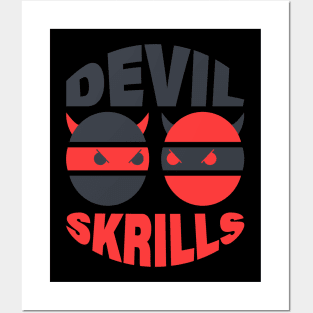 KITE Red & Dark Navy Blue Devil Skrills Printed Posters and Art